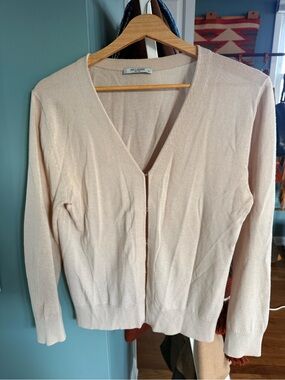 MM LaFleur Soft Beige V-Neck Button Cardigan